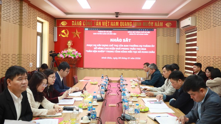 Ban Tuyên giáo và Dân vận Thành ủy Hà Nội khảo sát phong trào thi đua "Dân vận khéo" tại xã Minh Châu- Ảnh 5.