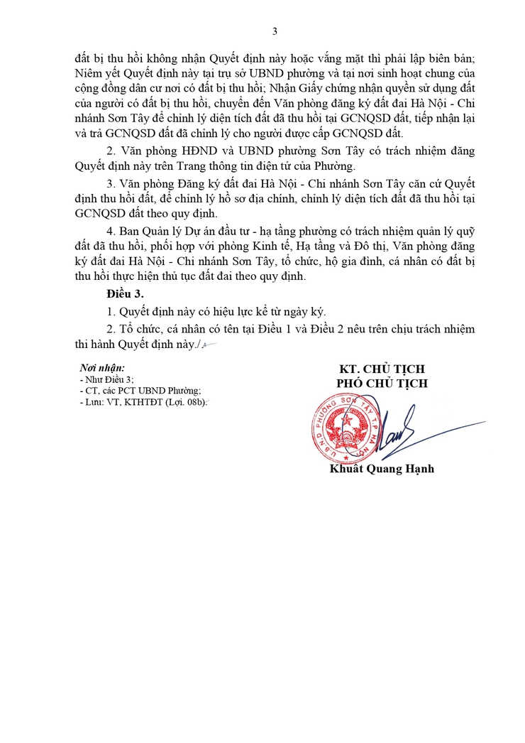 Thông báo công khai Quyết định thu hồi đất để thực hiện Dự án (hộ bà Chu Thị Loan - Tổ dân phố 6 Vân Gia)

- Ảnh 3.
