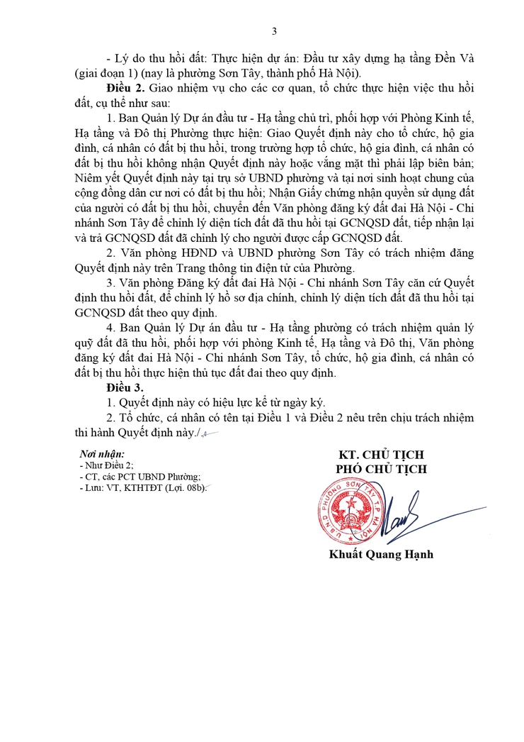 Thông báo công khai Quyết định thu hồi đất để thực hiện Dự án (hộ ông Phùng Văn Lợi - Tổ dân phố 6 Vân Gia)

- Ảnh 3.