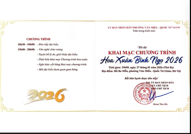 PHƯỜNG VĂN MIẾU – QUỐC TỬ GIÁM TỔ CHỨC KHAI MẠC CHƯƠNG TRÌNH "HOA XUÂN BÍNH NGỌ 2026"- Ảnh 1.
