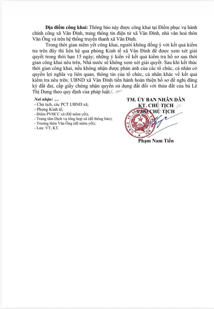 Thông báo về việc niêm yết công khai hồ sơ đăng ký đất đai, cấp giấy chứng nhận quyền sử dụng đất- Ảnh 2.