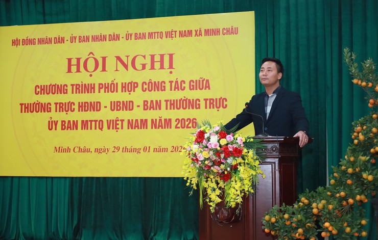 Xã Minh Châu tổ chức hội nghị ký kết chương trình phối hợp công tác giữa Thường trực HĐND – UBND - Ủy ban MTTQ Việt Nam xã năm 2026.- Ảnh 8.