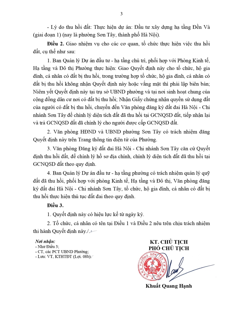 Thông báo công khai Quyết định thu hồi đất để thực hiện Dự án (hộ ông Phùng Văn Long - Tổ dân phố 6 Vân Gia)

- Ảnh 3.