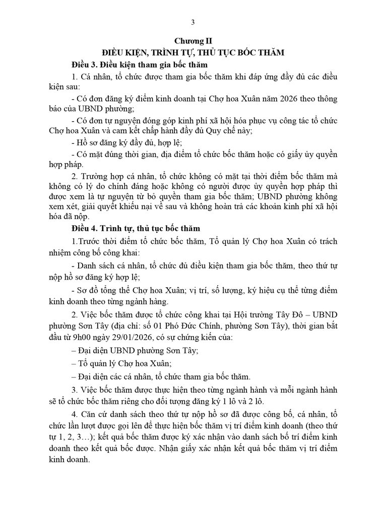 Thông báo công khai Thời gian bốc thăm điểm kinh doanh tại chợ hoa Xuân Bính Ngọ 2026 phường Sơn Tây- Ảnh 5.