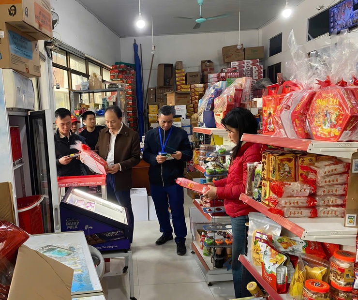 Đoàn kiểm tra liên ngành kiểm tra các cơ sở bán hàng tạp hóa trên địa bàn thôn Yên Trường 1- Ảnh 1.
