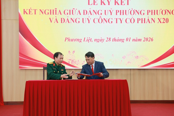 Lễ ký kết nghĩa giữa Đảng ủy phường Phương Liệt và Đảng ủy Công ty Cổ phần X20- Ảnh 1.