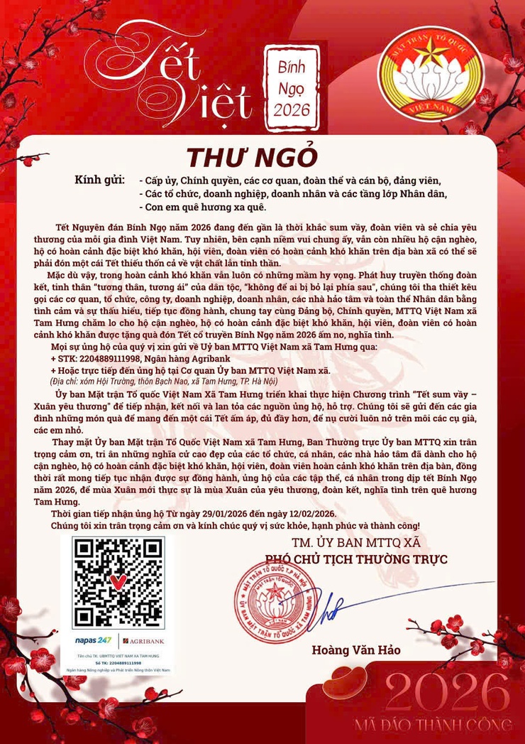 TAM HƯNG TRIỂN KHAI CHƯƠNG TRÌNH “TẾT SUM VẦY – XUÂN YÊU THƯƠNG” NĂM 2026- Ảnh 1.