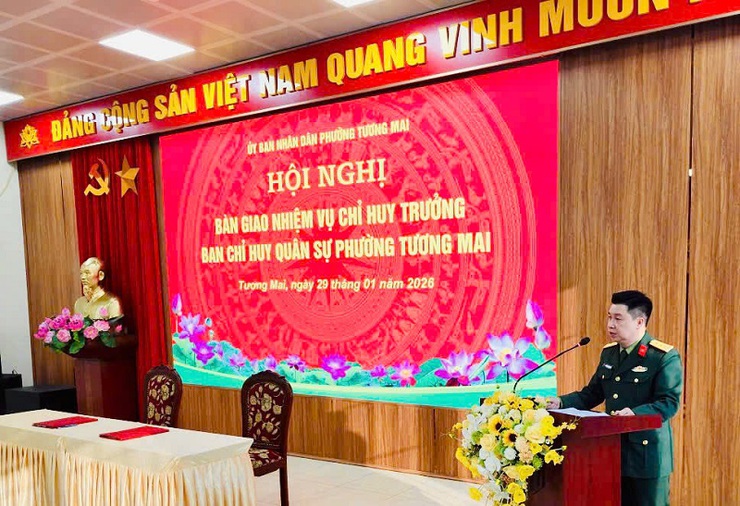 Phường Tương Mai: Ban Chỉ huy quân sự phường tổ chức Hội nghị bàn giao nhiệm vụ Chỉ huy trưởng- Ảnh 1.