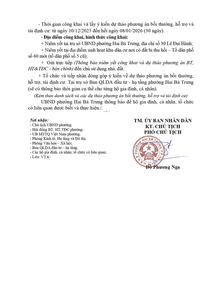 Thông báo niêm yết công khai và lấy ý kiến về dự thảo phương án bồi thường, hỗ trợ và tái định cư thuộc dự án đầu tư xây dựng cầu Trần Hưng Đạo.- Ảnh 2.