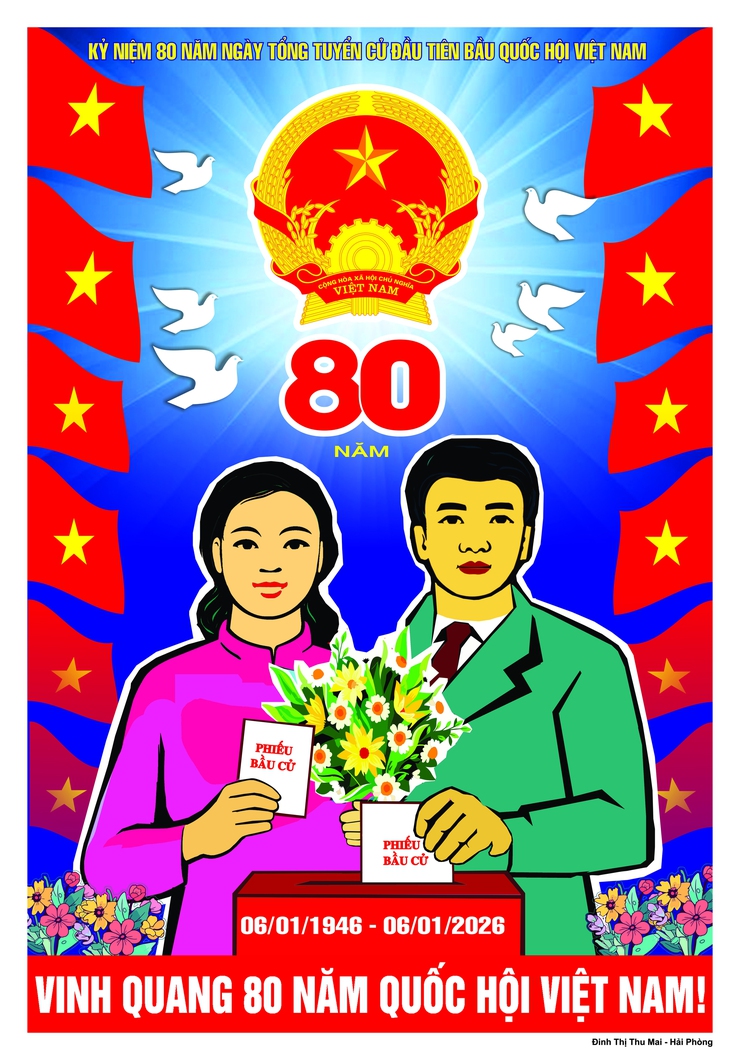 Sở Văn hóa và thể thao Hà Nội hướng dẫn mẫu tranh cổ động trực quan tuyên truyền kỷ niệm 80 năm ngày Tổng tuyển cử đầu tiên bầu Quốc hội Việt Nam; tuyên truyền bầu cử đại biểu HĐND các cấp nhiệm kỳ 2026 - 2031- Ảnh 11.