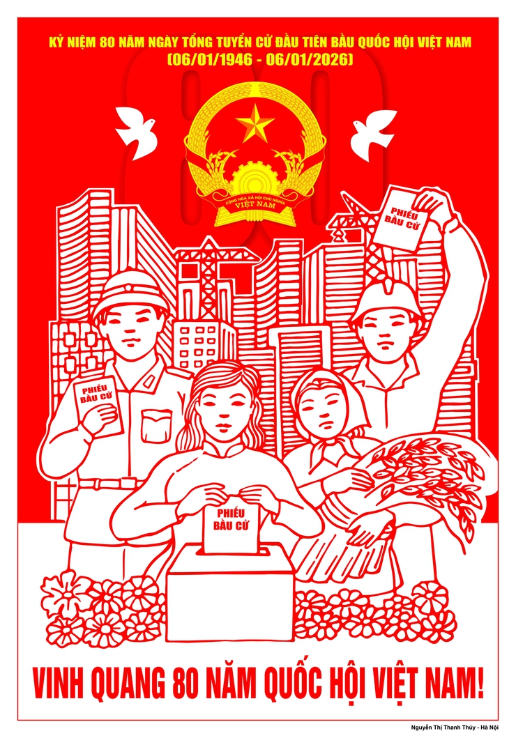 Sở Văn hóa và thể thao Hà Nội hướng dẫn mẫu tranh cổ động trực quan tuyên truyền kỷ niệm 80 năm ngày Tổng tuyển cử đầu tiên bầu Quốc hội Việt Nam; tuyên truyền bầu cử đại biểu HĐND các cấp nhiệm kỳ 2026 - 2031- Ảnh 13.