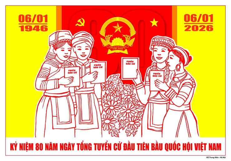 Sở Văn hóa và thể thao Hà Nội hướng dẫn mẫu tranh cổ động trực quan tuyên truyền kỷ niệm 80 năm ngày Tổng tuyển cử đầu tiên bầu Quốc hội Việt Nam; tuyên truyền bầu cử đại biểu HĐND các cấp nhiệm kỳ 2026 - 2031- Ảnh 15.