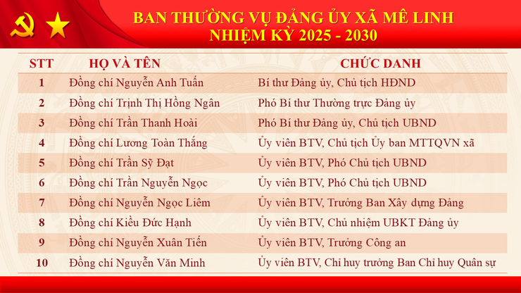 Giới thiệu bộ máy tổ chức của xã Mê Linh- Ảnh 2.