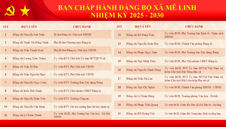 Giới thiệu bộ máy tổ chức của xã Mê Linh- Ảnh 3.