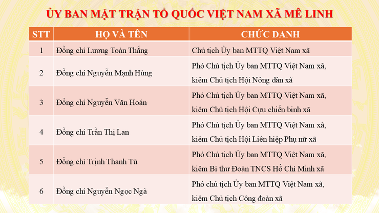 Giới thiệu bộ máy tổ chức của xã Mê Linh- Ảnh 6.