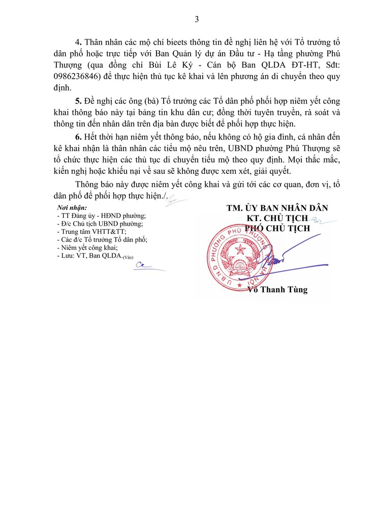 Thông báo về việc di chuyển và tìm thân nhân các mộ chí nằm trong phạm vi GPMB Dự án xây dựng khu đô thị Nam Thăng Long, phường Phú Thượng, thành phố Hà Nội- Ảnh 3.