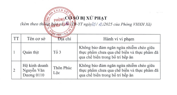 Kết quả kiểm tra, xử lý vi phạm về an toàn trên địa bàn xã Đông Anh quý IV năm 2025
- Ảnh 2.