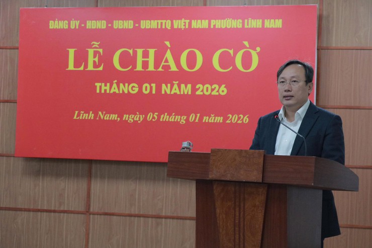 PHƯỜNG LĨNH NAM TỔ CHỨC LỄ CHÀO CỜ ĐẦU TUẦN THÁNG 01 NĂM 2026.- Ảnh 3.