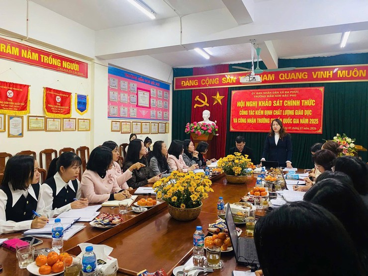 HỘI NGHỊ KHẢO SÁT CHÍNH THỨC CÔNG TÁC KIỂM ĐỊNH CHẤT LƯỢNG GIÁO DỤC VÀ CÔNG NHẬN TRƯỜNG CHUẨN QUỐC GIA TẠI TRƯỜNG MẦM NON BẮC PHÚ- Ảnh 1.