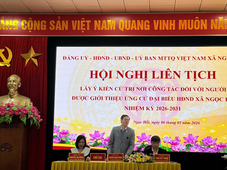 Hội nghị liên tịch giữa Đảng ủy, HĐND, UBND, MTTQ và các tổ chức chính trị – xã hội: Nâng cao trách nhiệm và tính dân chủ trong giới thiệu ứng cử đại biểu HĐND xã Ngọc Hồi- Ảnh 6.