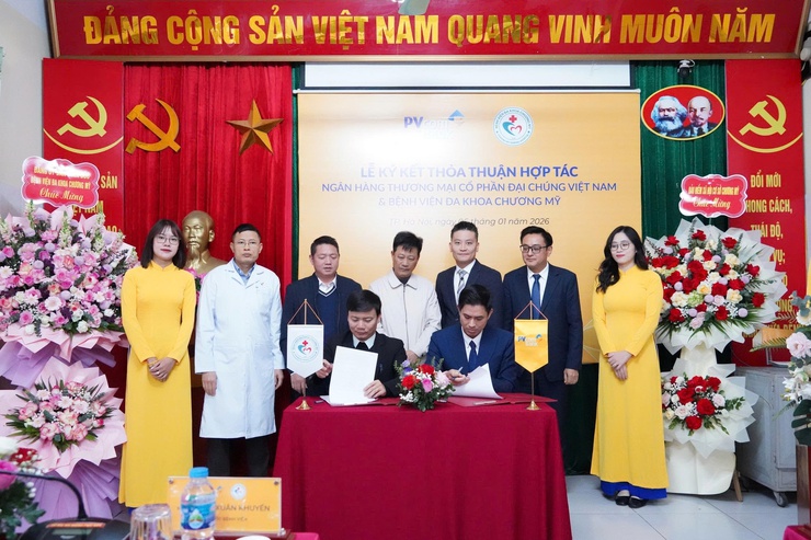 Lễ ký kết thỏa thuận hợp tác giữa Ngân hàng TMCP Đại Chúng Việt Nam (PVcomBank) và Bệnh viện Đa khoa Chương Mỹ- Ảnh 3.