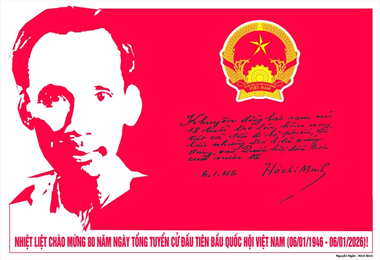 Tuyển tập tranh cổ động kỷ niệm 80 năm Ngày Tổng tuyển cử đầu tiên bầu Quốc hội Việt Nam (06/01/1946 - 06/01/2026)- Ảnh 8.