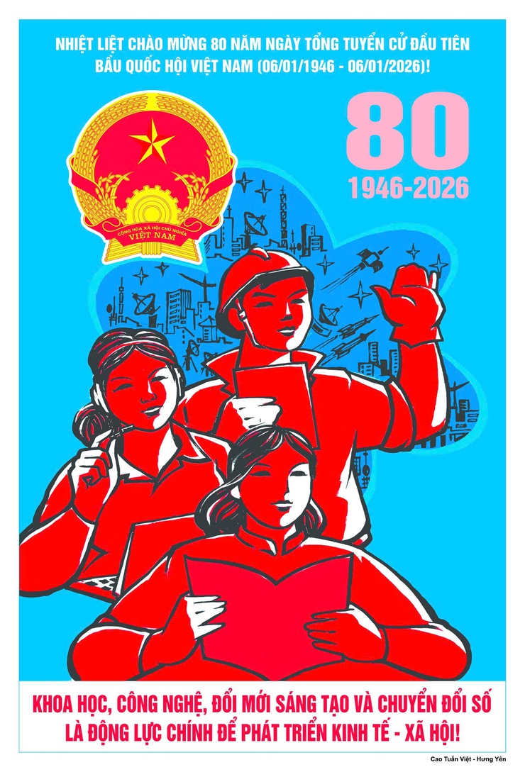 Tuyển tập tranh cổ động kỷ niệm 80 năm Ngày Tổng tuyển cử đầu tiên bầu Quốc hội Việt Nam (06/01/1946 - 06/01/2026)- Ảnh 14.