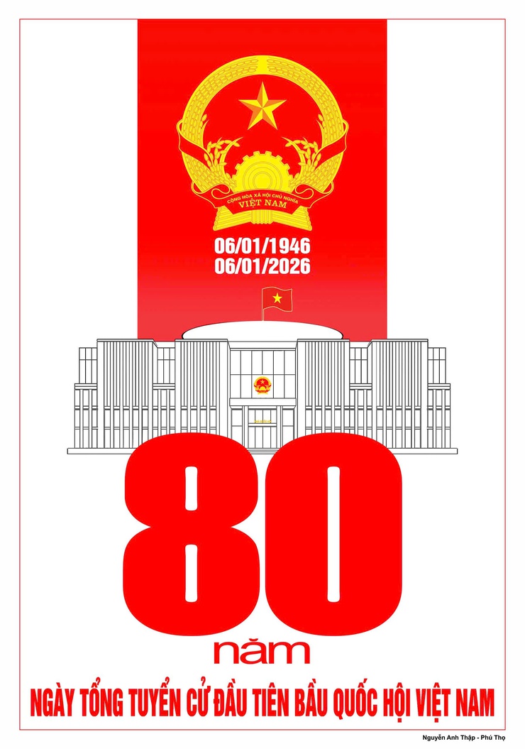 Tuyển tập tranh cổ động kỷ niệm 80 năm Ngày Tổng tuyển cử đầu tiên bầu Quốc hội Việt Nam (06/01/1946 - 06/01/2026)- Ảnh 10.