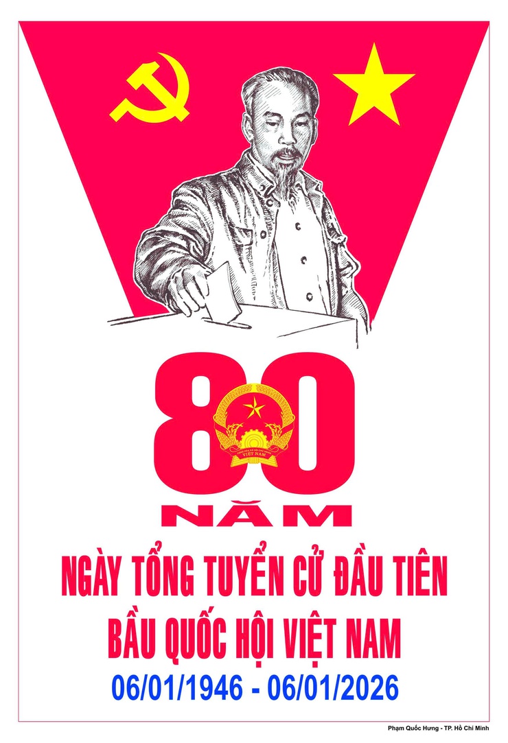 Tuyển tập tranh cổ động kỷ niệm 80 năm Ngày Tổng tuyển cử đầu tiên bầu Quốc hội Việt Nam (06/01/1946 - 06/01/2026)- Ảnh 2.