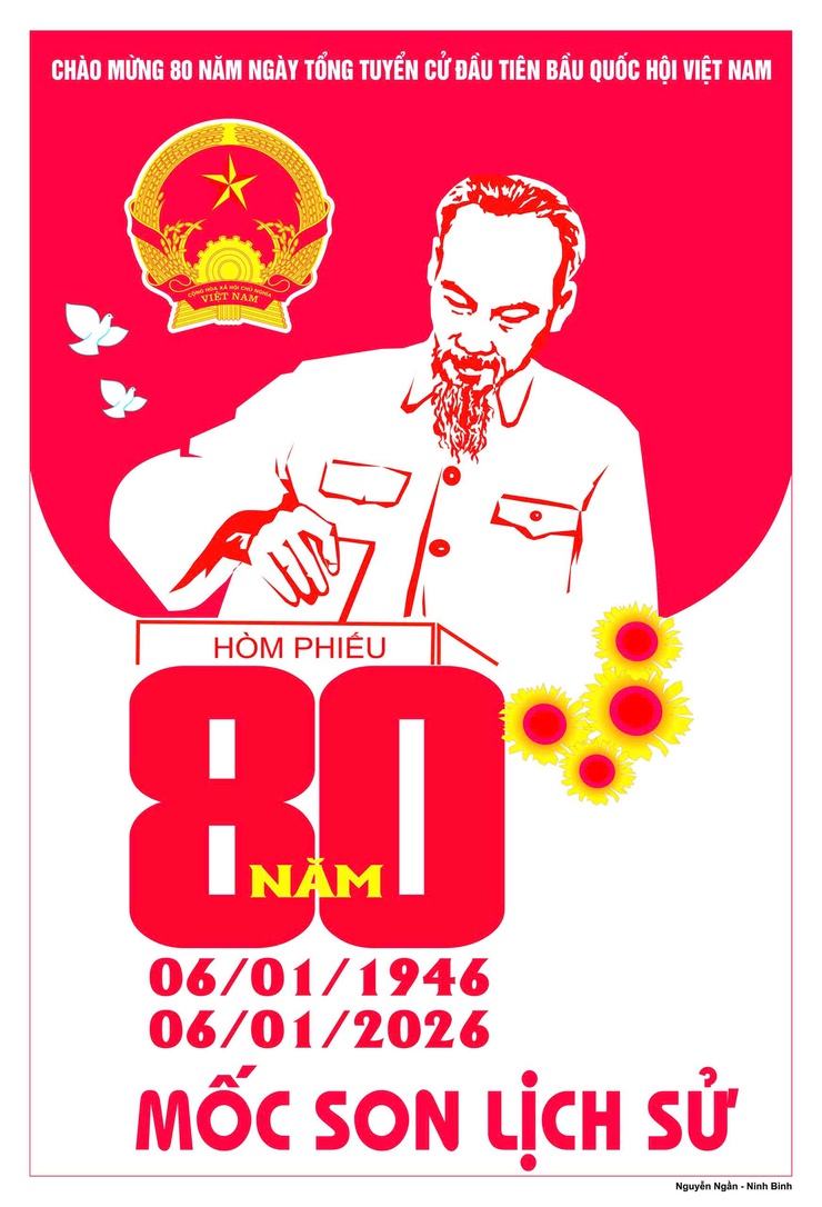 Tuyển tập tranh cổ động kỷ niệm 80 năm Ngày Tổng tuyển cử đầu tiên bầu Quốc hội Việt Nam (06/01/1946 - 06/01/2026)- Ảnh 31.