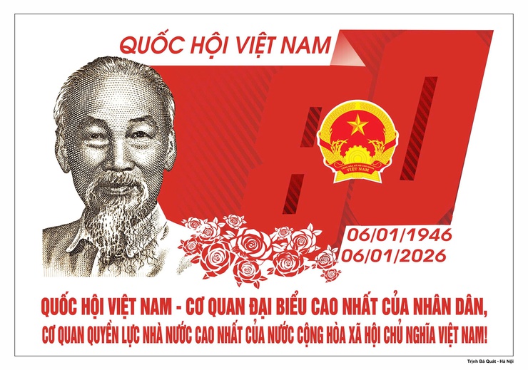 Tuyển tập tranh cổ động kỷ niệm 80 năm Ngày Tổng tuyển cử đầu tiên bầu Quốc hội Việt Nam (06/01/1946 - 06/01/2026)- Ảnh 28.