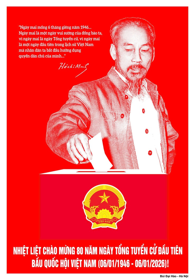 Tuyển tập tranh cổ động kỷ niệm 80 năm Ngày Tổng tuyển cử đầu tiên bầu Quốc hội Việt Nam (06/01/1946 - 06/01/2026)- Ảnh 32.