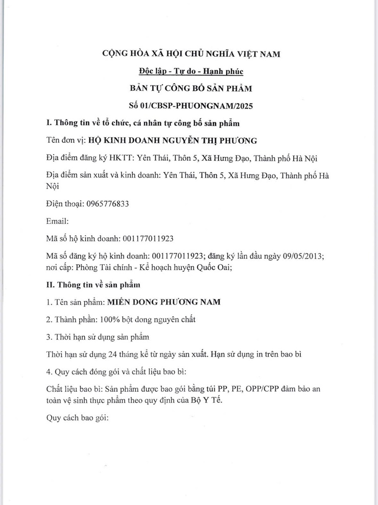 BẢN TỰ CÔNG BỐ SẢN PHẢM- Ảnh 1.