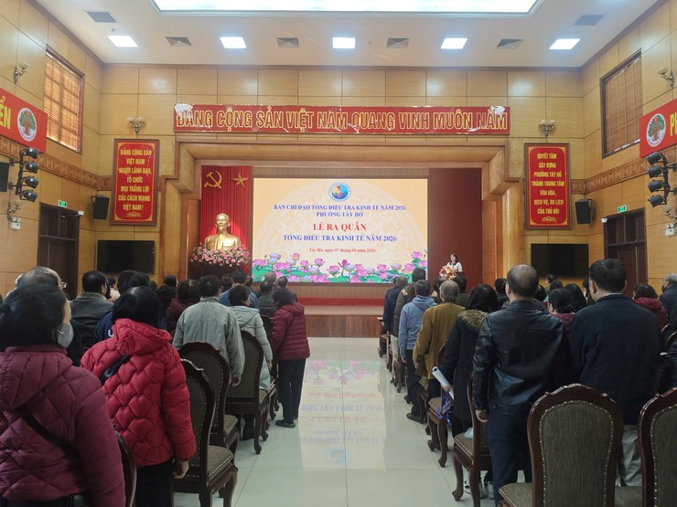 Phường Tây Hồ tổ chức Lễ ra quân Tổng điều tra kinh tế năm 2026- Ảnh 1.