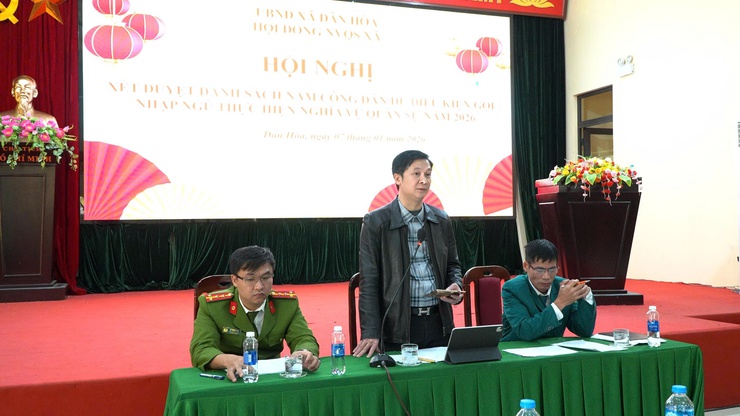 XÃ DÂN HÒA TỔ CHỨC HỘI NGHỊ XÉT DUYỆT DANH SÁCH NAM CÔNG DÂN ĐỦ ĐIỀU KIỆN GỌI NHẬP NGŨ, THAM GIA NGHĨA VỤ CÔNG AN NHÂN DÂN NĂM 2026- Ảnh 6.