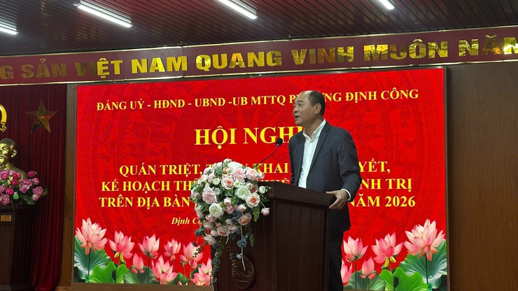 PHƯỜNG ĐỊNH CÔNG: QUYẾT TÂM THỰC HIỆN THẮNG LỢI NHIỆM VỤ CHÍNH TRỊ VÀ KÝ KẾT CHƯƠNG TRÌNH PHỐI HỢP NĂM 2026- Ảnh 2.