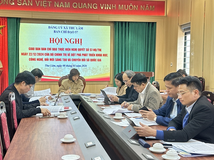 Ban Chỉ đạo 57 xã Thư Lâm tổ chức hội nghị giao ban BCĐ thực hiện NQ số 57-NQ/TW ngày 22/12/2024 của Bộ Chính trị về đột phá phát triển khoa học, công nghệ, đổi mới sáng tạo và chuyển đổi số.- Ảnh 6.