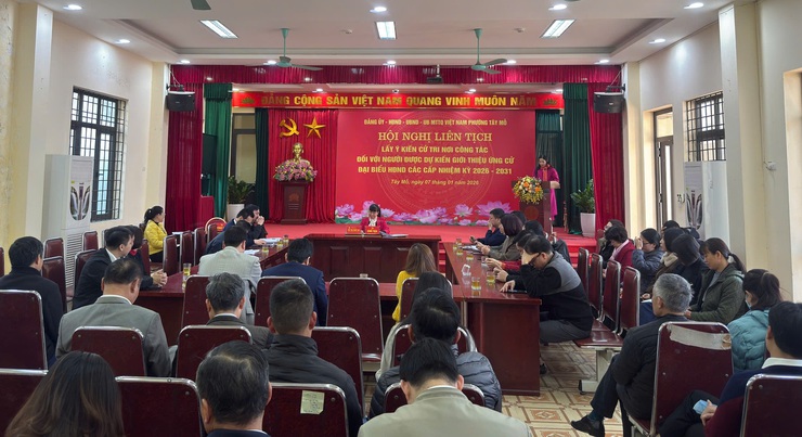 Phường Tây Mỗ tổ chức Hội nghị liên tịch lấy ý kiến cử tri nơi công tác về người dự kiến giới thiệu ứng cử đại biểu HĐND nhiệm kỳ 2026-2031- Ảnh 1.