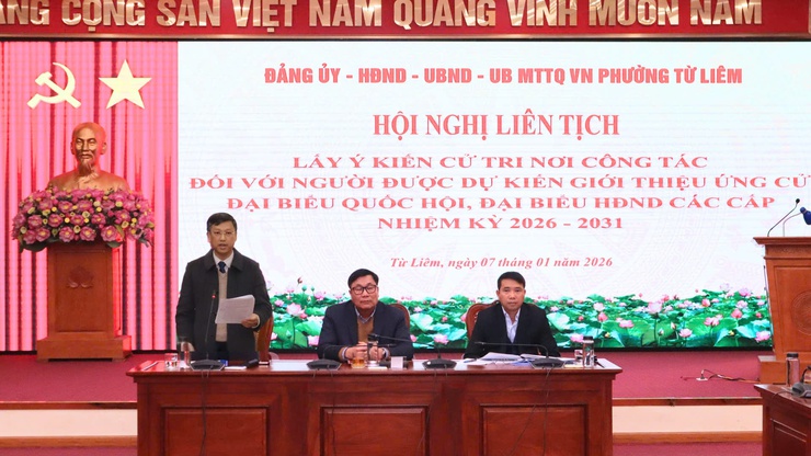 Phường Từ Liêm tổ chức hội nghị liên tịch lấy ý kiến cử tri nơi công tác đối với người dự kiến giới thiệu ứng cử Đại biểu Quốc hội và Đại biểu HĐND các cấp nhiệm kỳ 2026 - 2031- Ảnh 1.