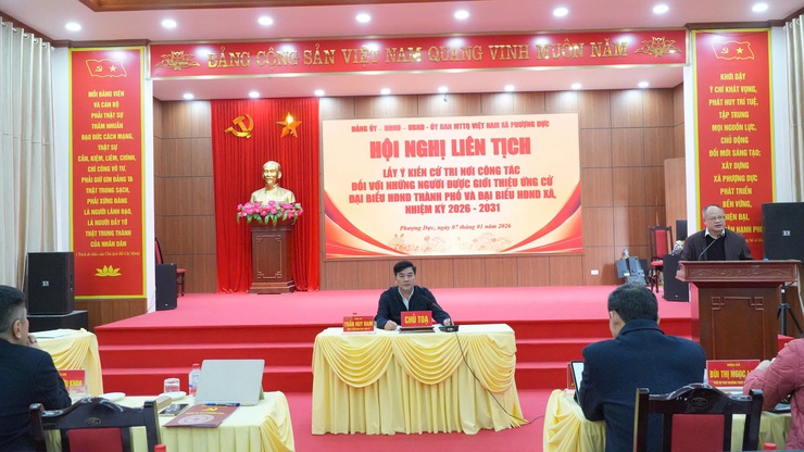 Hội nghị liên tịch lấy ý kiến tín nhiệm của cử tri nơi công tác đối với những người được dự kiến giới thiệu ứng cử đại biểu Hội đồng nhân dân Thành phố Hà Nội và đại biểu HĐND xã, nhiệm kỳ 2026–2031- Ảnh 1.