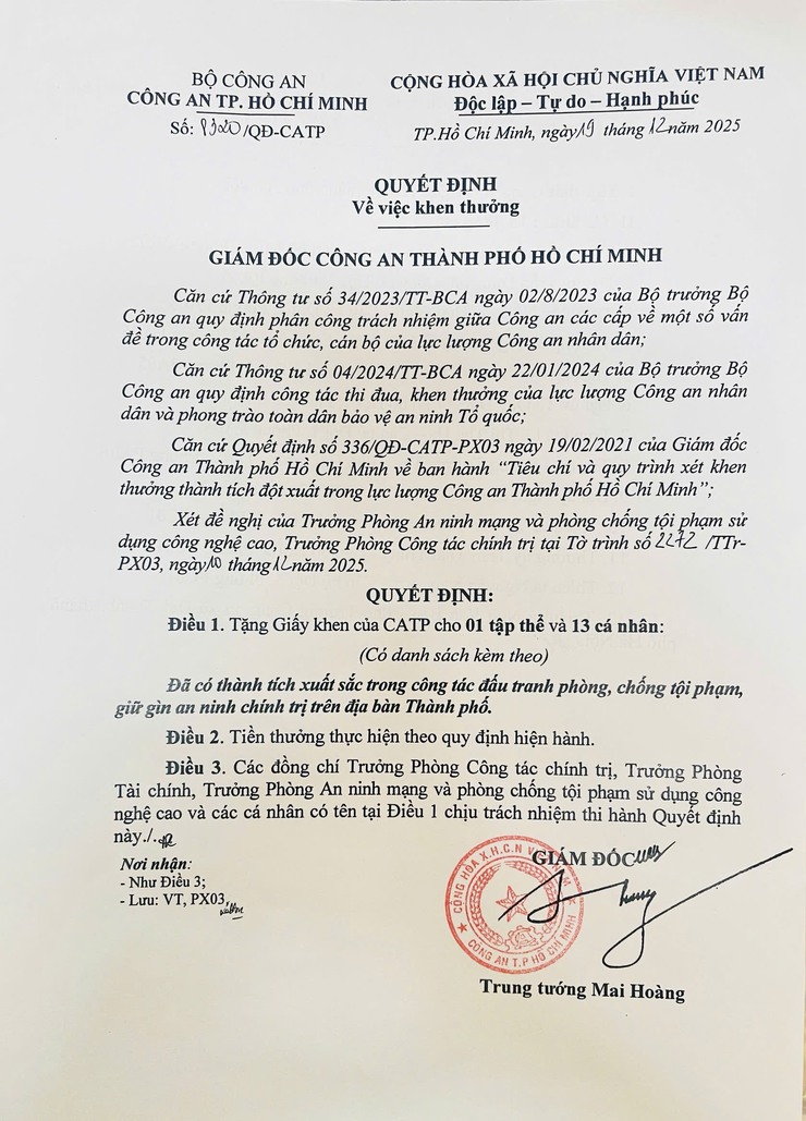 Tập thể và 01 cá nhân Công an xã Đại Thanh nhận Giấy khen của Giám đốc Công an thành phố Hồ Chí Minh- Ảnh 2.