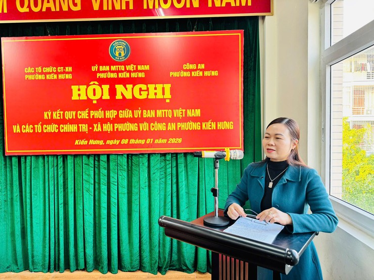 Hội nghị ký kết quy chế phối hợp giữa UB.MTTQ, các tổ chức chính trị - xã hội và công an phường Kiến Hưng- Ảnh 2.