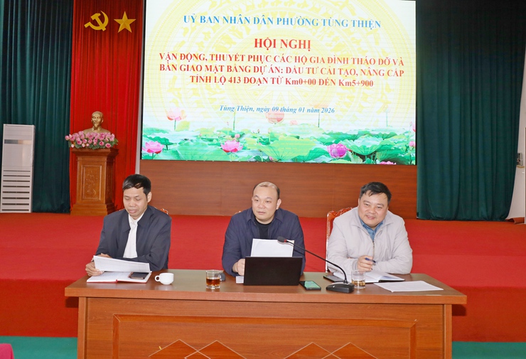 Phường Tùng Thiện vận động Nhân dân bàn giao mặt bằng thực hiện Dự án cải tạo, nâng cấp Tỉnh lộ 413- Ảnh 1.