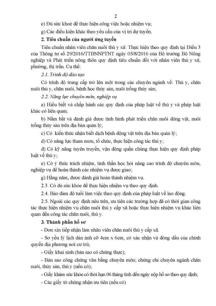 Thông báo: Tiếp nhận hồ sơ ứng tuyển Nhân viên chăn nuôi thú y xã An Khánh- Ảnh 2.