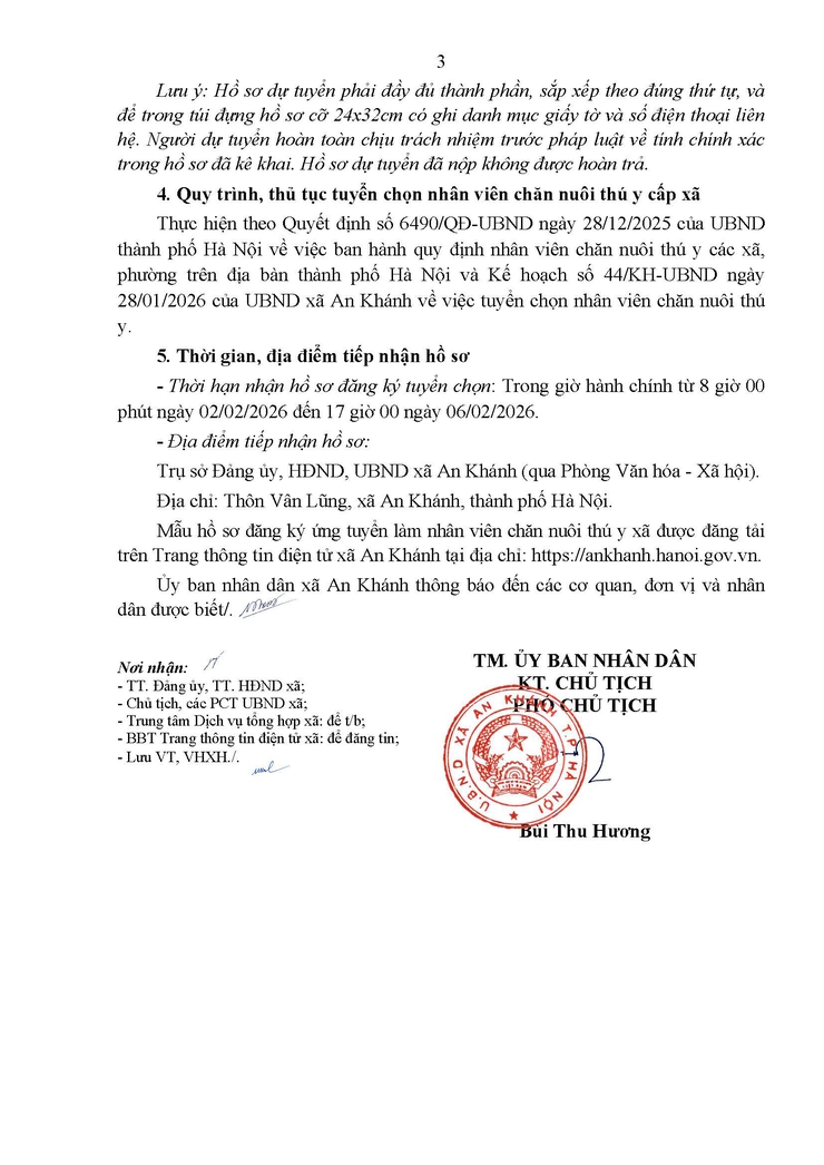Thông báo: Tiếp nhận hồ sơ ứng tuyển Nhân viên chăn nuôi thú y xã An Khánh- Ảnh 3.