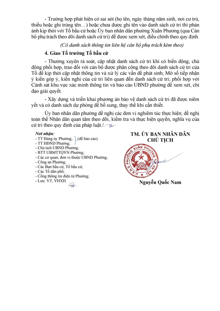 Thông báo 215/TB-UBND của UBND phường Xuân Phương về việc niêm yết danh sách cử tri bầu cử đại biểu Quốc hội khóa XVI và bầu cử đại biểu Hội đồng nhân dân các cấp nhiệm kỳ 2026 - 2031- Ảnh 2.