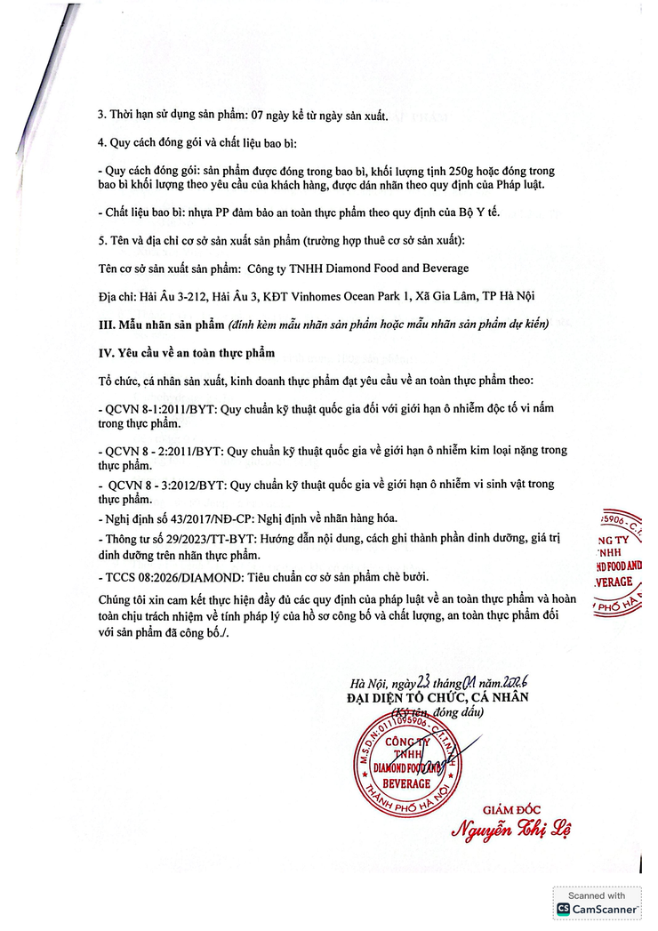 Bản tự công bố sản phẩm Chè bưởi- Ảnh 2.