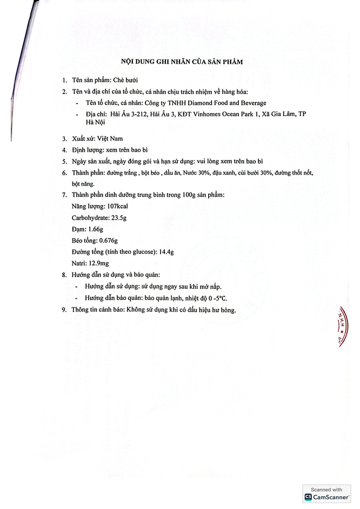 Bản tự công bố sản phẩm Chè bưởi- Ảnh 3.