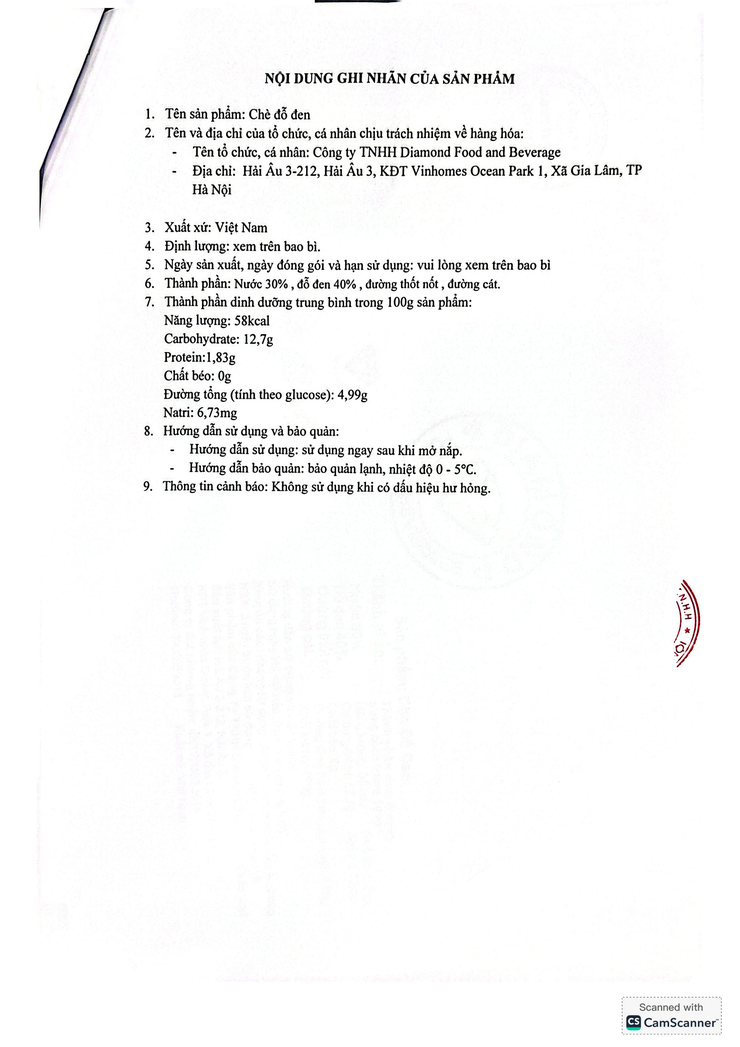 Bản tự công bố sản phẩm Chè đỗ đen- Ảnh 3.