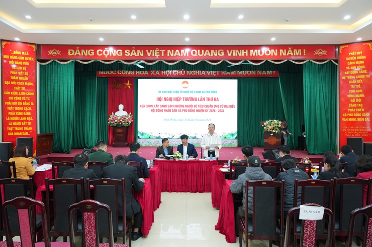 Hội nghị hiệp thương lần thứ ba để lựa chọn, lập danh sách những người đủ tiêu chuẩn ứng cử đại biểu HĐND xã Phù Đổng nhiệm kỳ 2026-2031- Ảnh 2.
